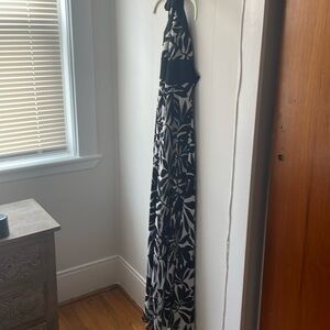 Black and White Halter Maxi Dress Donna Ricco